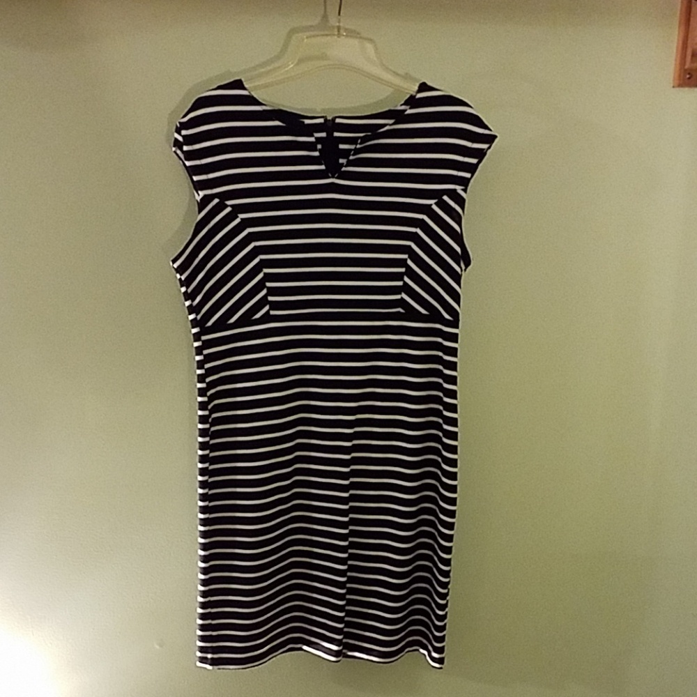 Black and white striped dress